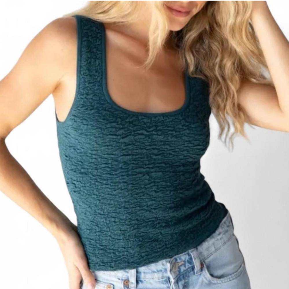 Natural Life Danielle Square Neck Teal Tank size Mesium